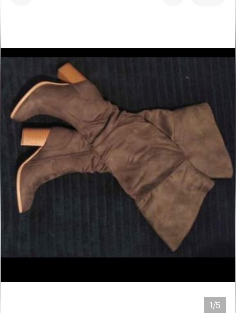 Source Unknown Brown Mid-Calf Ruching Heeled Boots